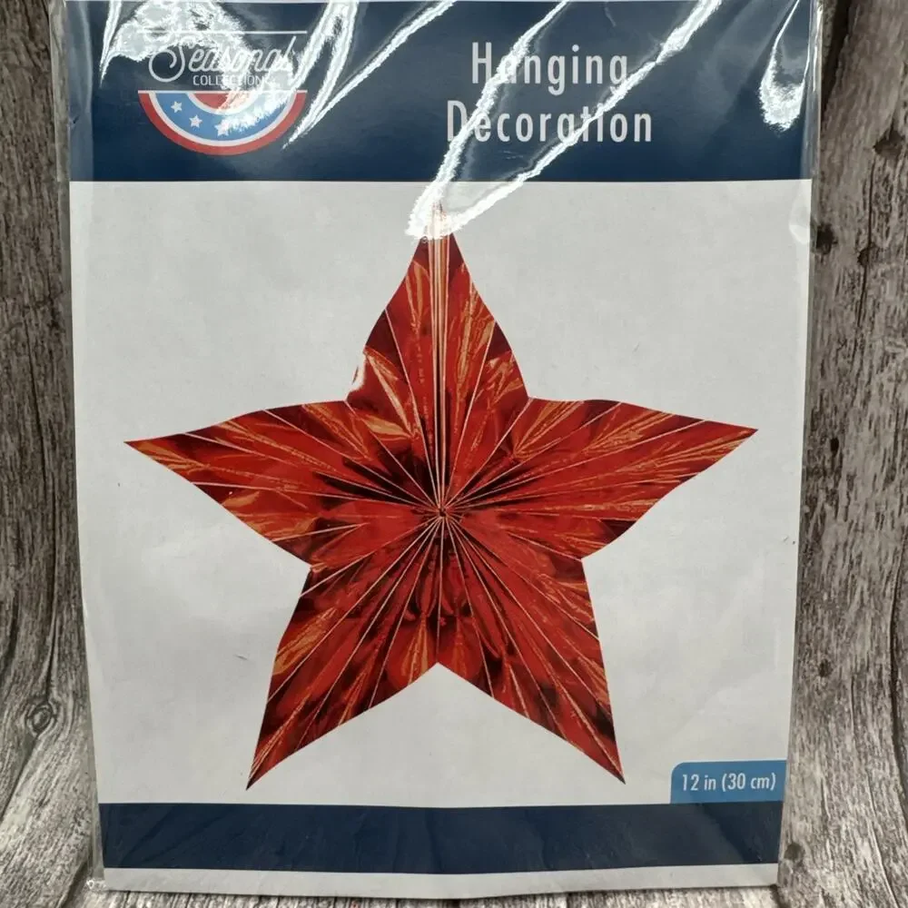 4TH OF JULY, PATRIOTIC, BEAUTIFUL, Hanging Red Decorative Star, 12” SHIPS FREE